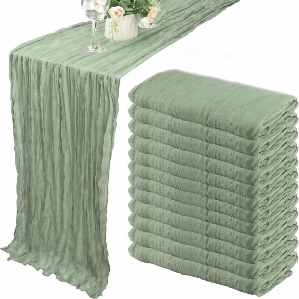 Semi-Sheer Cheese Cloth Table Runner Boho Rustic Elegant Tulle Balinese Pleated Tablecloth DIY Gauze Table Runner