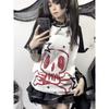Cute Style Women's White Short-Sleeve T-Shirt, Loose Summer Top with Cartoon Prints for Sweet Look