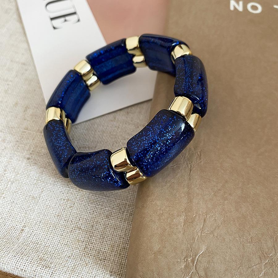 Fashion Bracelets Stylish Two Tone Glitter Sequins Acrylic Geometric Splice Elastic Beaded Strand Casual Daily Accessories