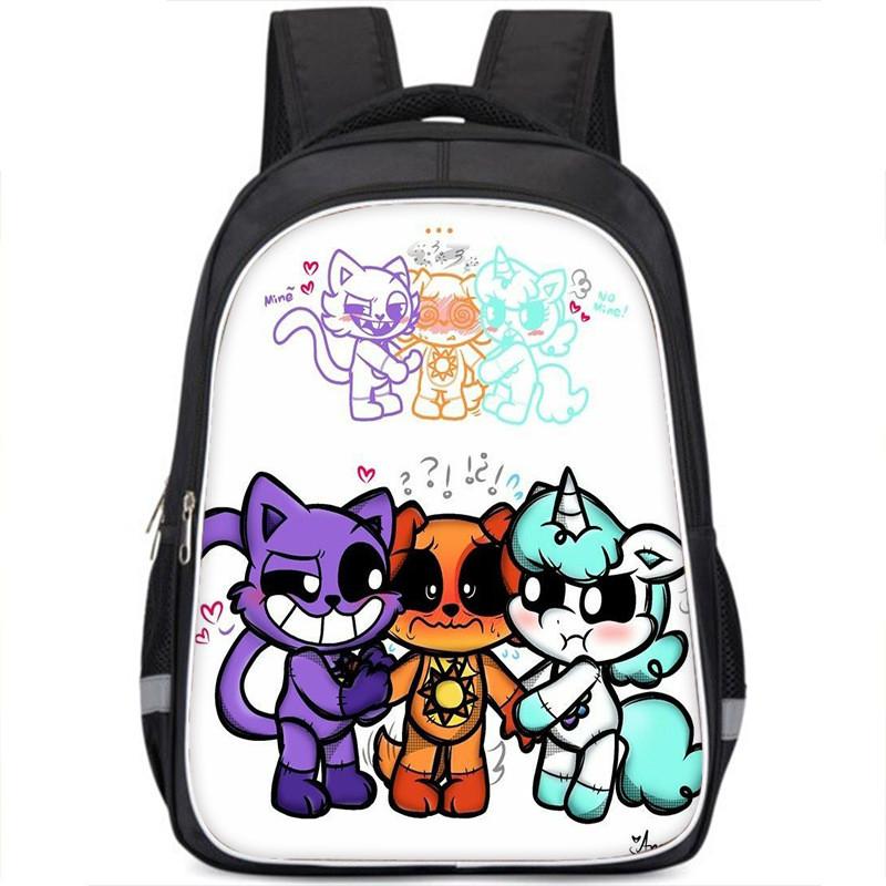 Stylish Catnap Poppy Playtime Backpack For Students Cartoon Print Dual Straps