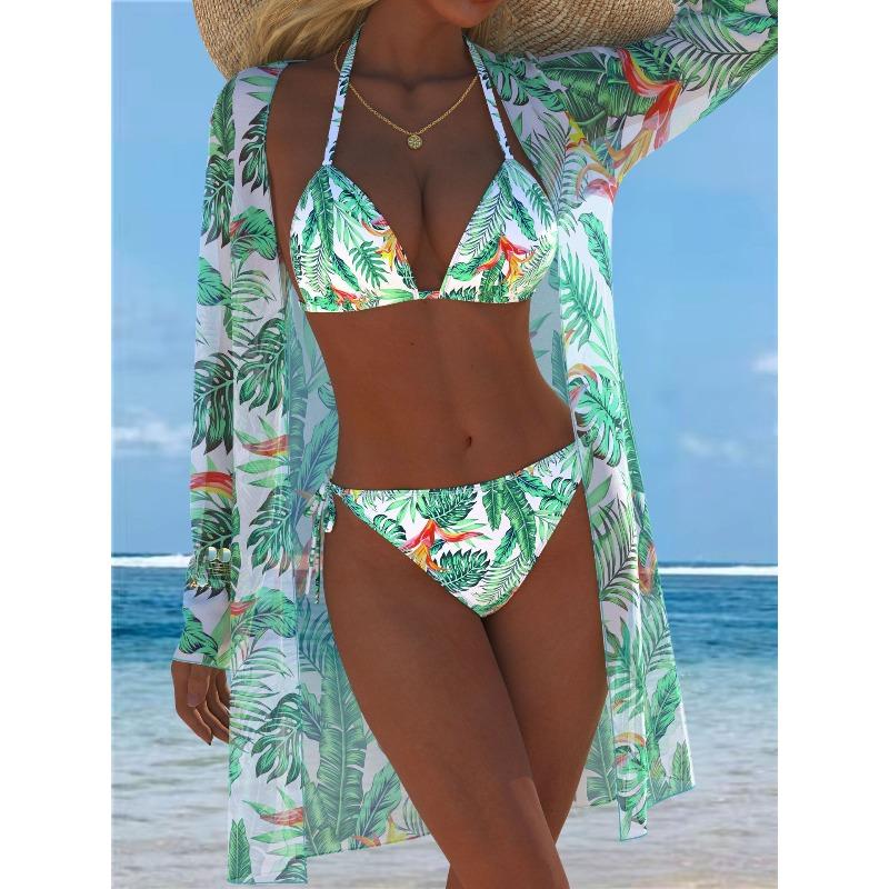 2026 Three-piece Swimsuit with Sunscreen Cover, Trendy Beach Swimsuit Three-piece Set