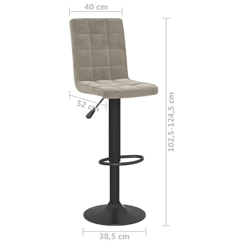 Bar Stool Light Grey Velvet