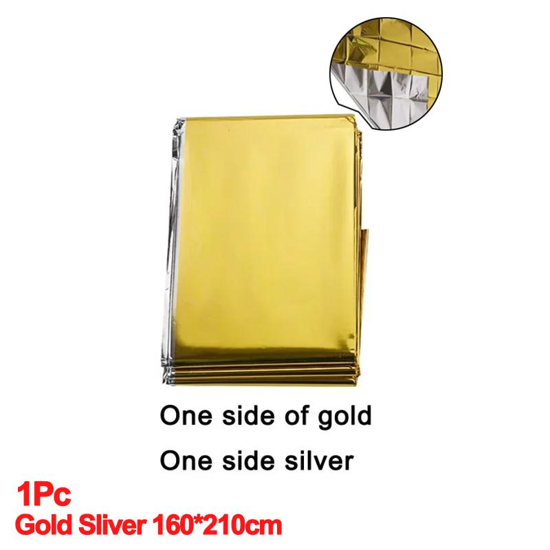 Emergency Thermal Poncho Blanket Lightweight Folding Water Resistant Windproof Sunshade Reusable First Aid Camping Mat Pad Cover