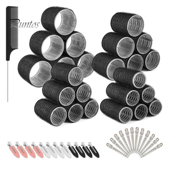 

49 шт./компл. бигуди для волос с заколками для волос, расческа 4 размера, длинные, средние, короткие, щипцы для завивки волос, сделай сам, для женщин, без нагрева, инструменты для укладки волос, щипцы для завивки, подарок на день рождения чёрный