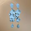 New blue flower fringed earrings, fresh niche design studs, women's summer vacation earrings