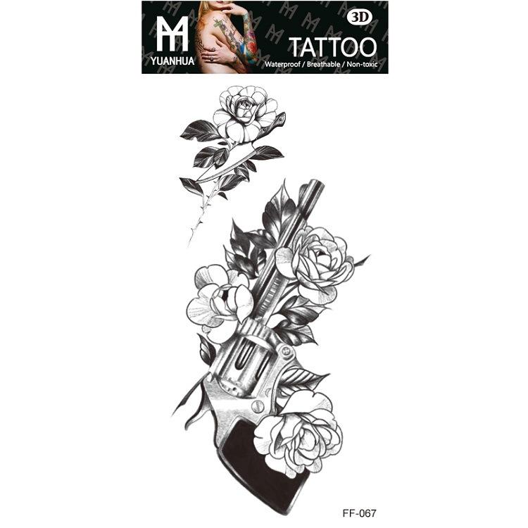 Plain Flower Bohemian Blue Rose Mermaid Waterproof Tattoo Sticker Simulation Water Transfer Sample Sticker