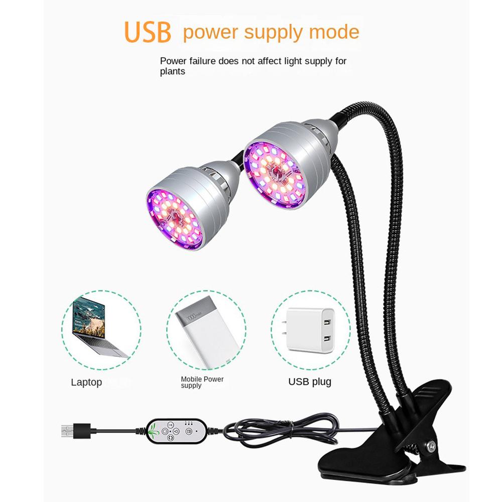 DC5V USB LED Plant Grow Light 4heads flower Red Blue light Phytolamps Timer Waterproof Desktop Clip Phyto Lamps Flowers Grow Box