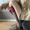 Herbst- und Wintersocken für Waden, Damen Retro und High-Intelligence Stil, Farblich abgesetzte feine Karomuster Kniestrümpfe