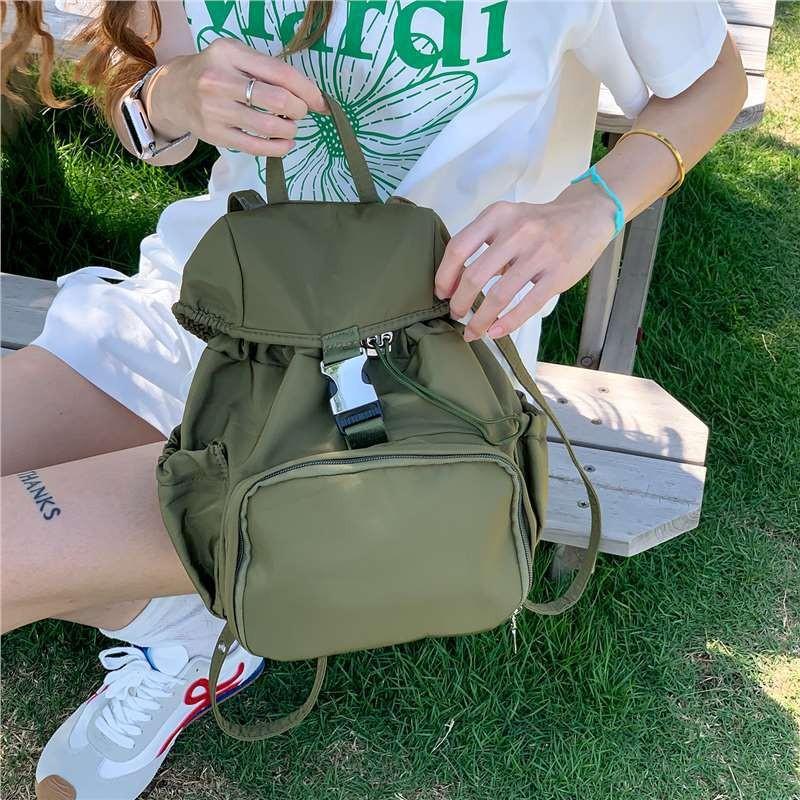 Color Casual Solid Travel Nylon Backpack Waterproof Design Teens Students Bag