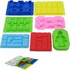 Chocolate Candy Silicone Mold, Building Blocks Ice Tray, Robots and Cars Fondant Mold with Children Party Drawstring Gift Bag-Easy to Use and Clean