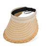 Solid Color Wide Brim Woven Breathable Folding Sunshade Hat Empty Top Straw Hat  Seaside Vacation