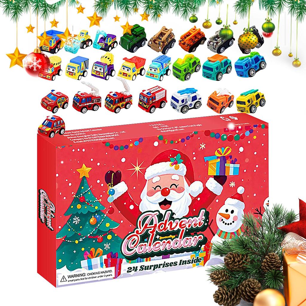 Weihnachts-Adventskalender 24 Tage LKW Lernspielzeug Countdown-Kalender Baufahrzeug Spielzeugset für Kinder Weihnachtsgeschenk