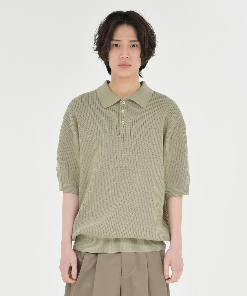 Beulaunyadeu Knit Polo Shirt, Vintage Khaki