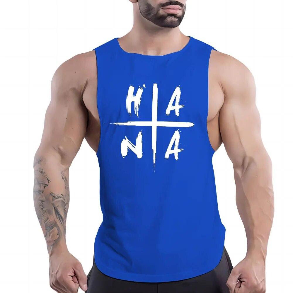Four Seasons Adult Men'S Casual Sports Crew-Neck Vest Creative Alphabet 2d Print Simple Trend Breathable Sleeveless T-Shirt