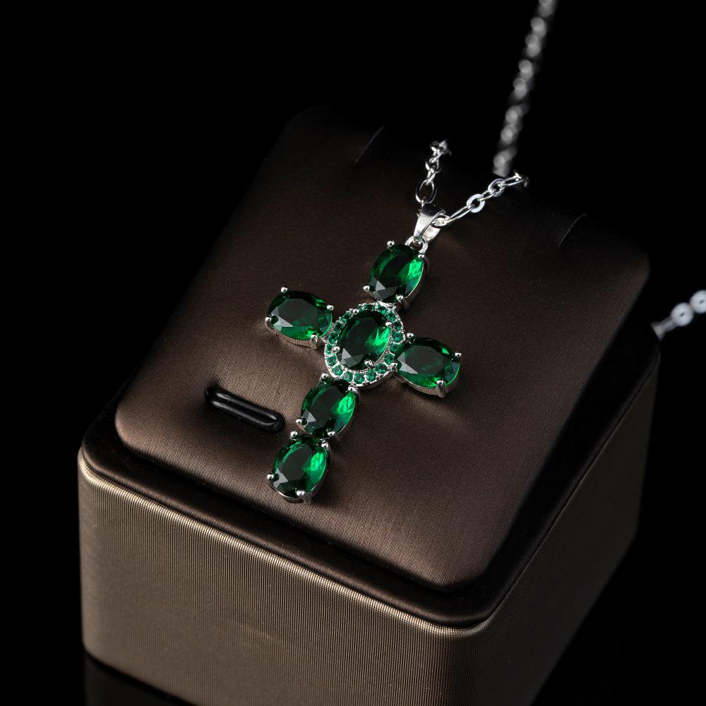 Copper-Plated 18K Gold Silver Necklace with Zirconia Cross Pendant