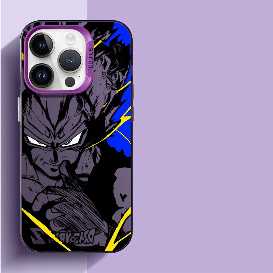 

Japan Anime DBZ Cool Case for Apple iPhone 16 15 11 13 14 Pro Max 12 16ProMax 15Pro Matte Lens Protect Plating Phone Cover for iPhone 11 Pro Фуксія