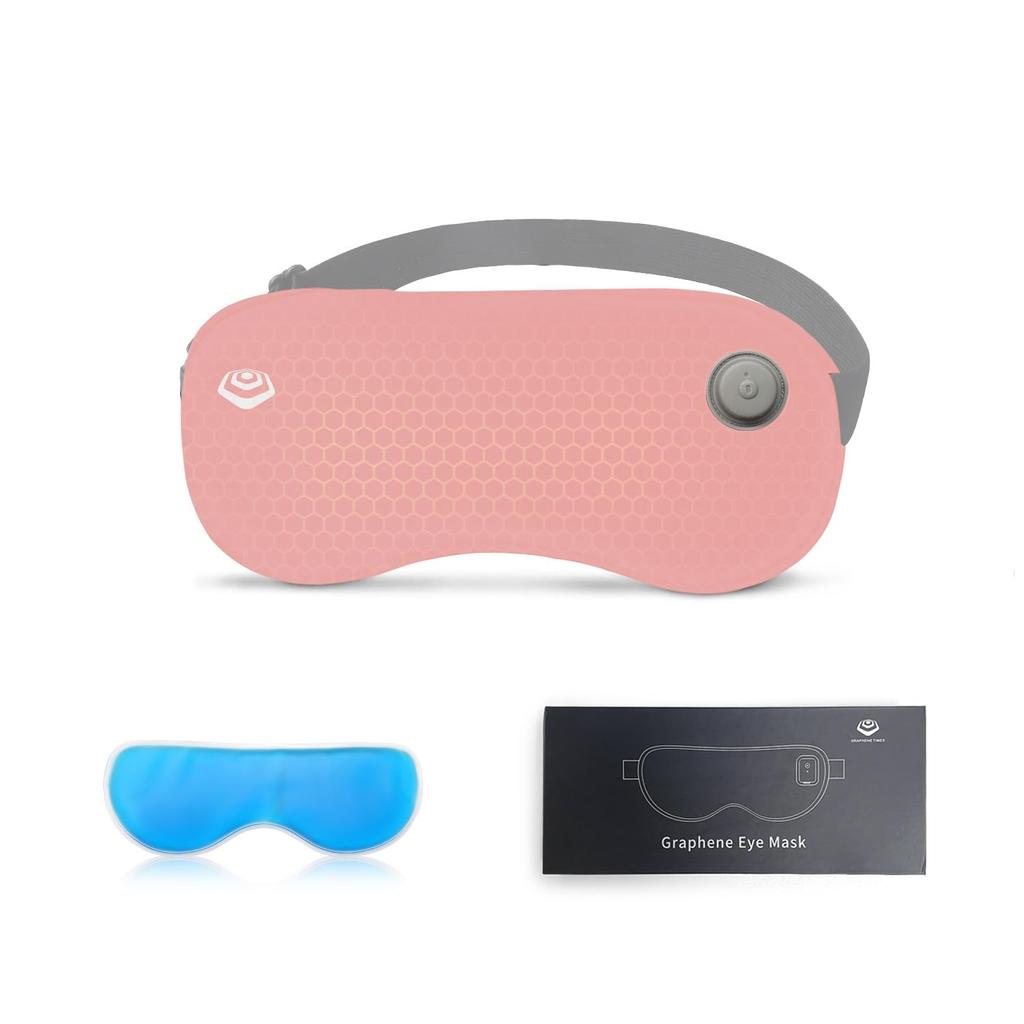 GRAPHENE TIMES Hot Eye Mask Cordless Made of Pure Silk Graphene Heating Hot and Cold Use Cooling Gel Cooling Eye Mask Gel Eye Mask Rechargeable 2