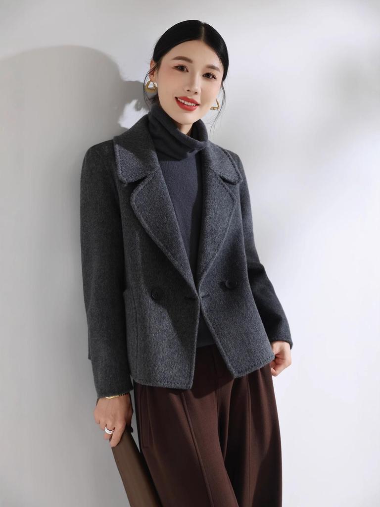 2025 Autumn/Winter Korean Style Short Double-Sided Wool Coat for Women - Fashionable, Versatile, and Loose Fit.