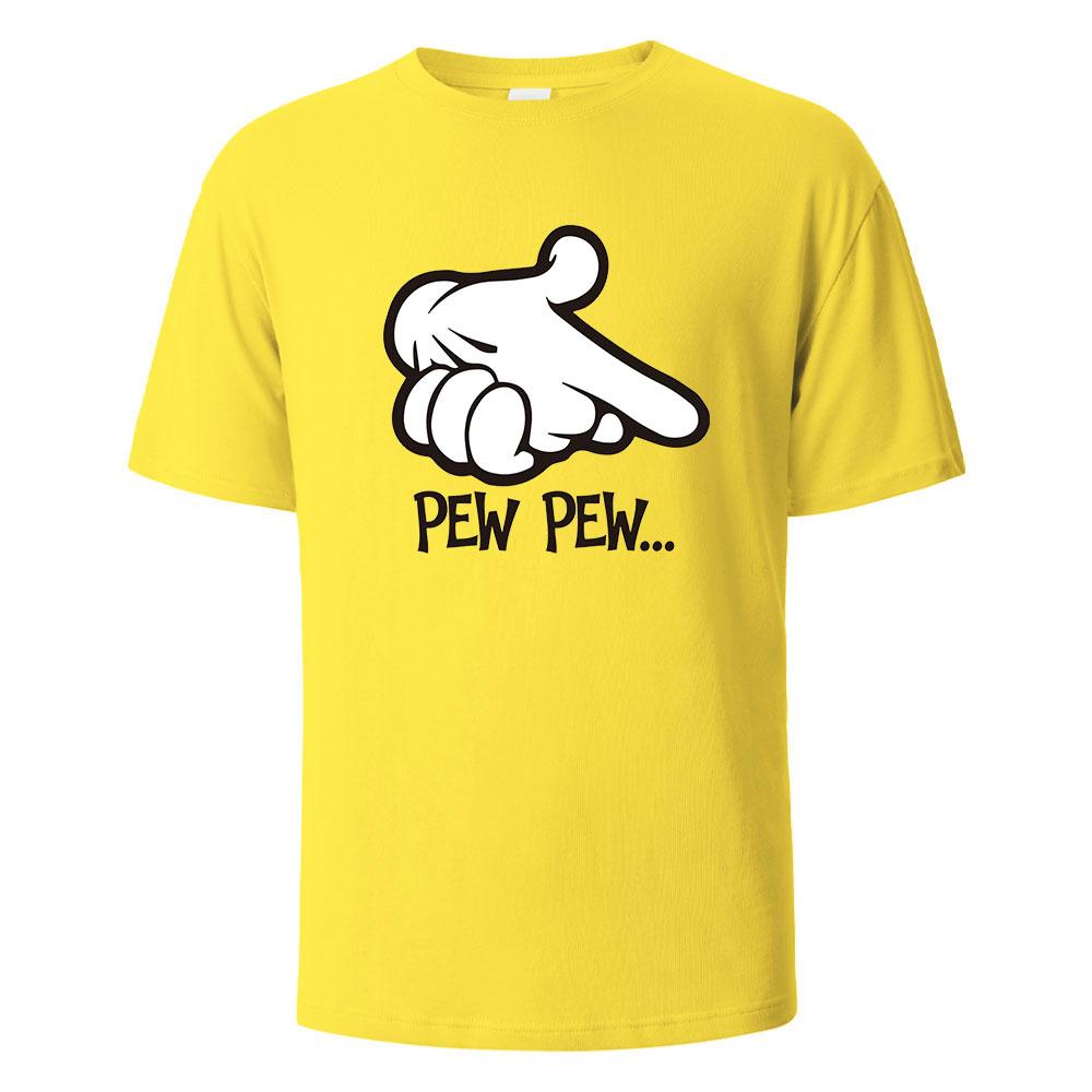 Pew Pew Print TShirt 100 Cotton Summer Tees For Men Women Oversize Casual Tops