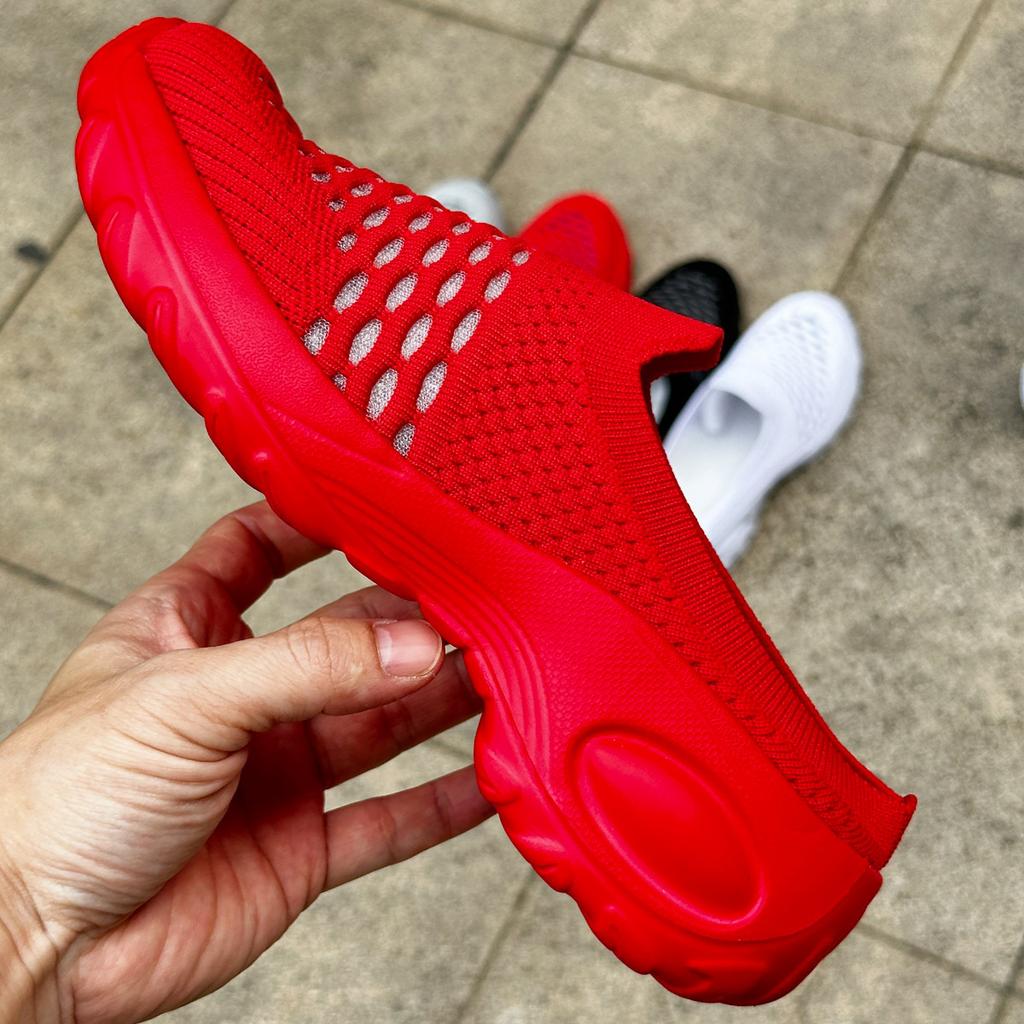 Women's Slip-On Sneakers, Knit Mesh Breathable Upper With High Elasticity Soft Sole, Casual Sports Shoes For Daily Wear