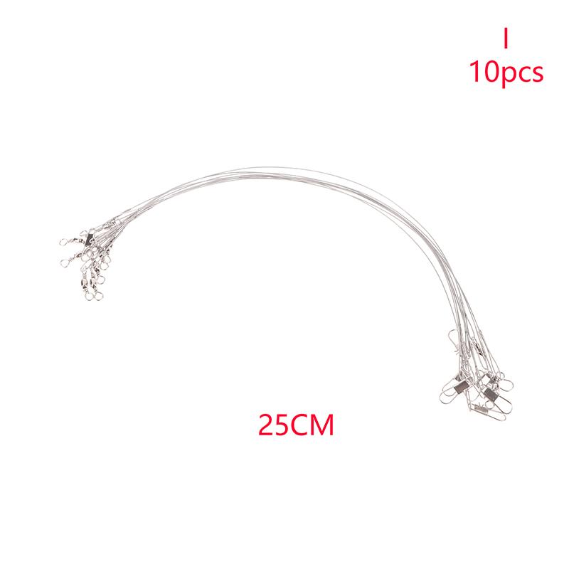 10Pcs 10/15/20/25/30Cm Anti-Bite Steel Wire Leash Lure Fishhook Line Trace Wire Leader With Swivel Fishing Lure Accessories