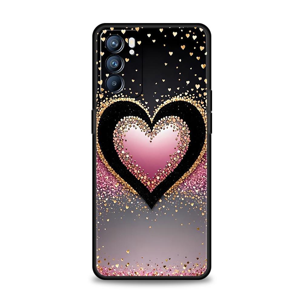 Colored Love Heart Printed Phone Case For Oppo A17 A31 A54 A57 A78 A79 A98 Find X5 X6 Reno 6 7 8 10 11 12 13 F Pro 5G Soft TPU