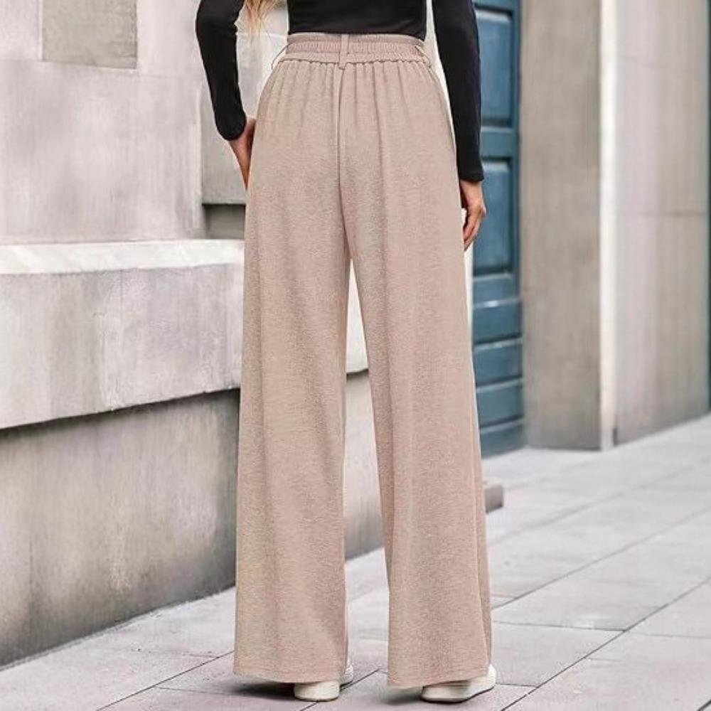New Arrival: Casual, Comfortable and Versatile Plain-Coloured Straight-Leg Wide-Leg Drape Trousers for Women