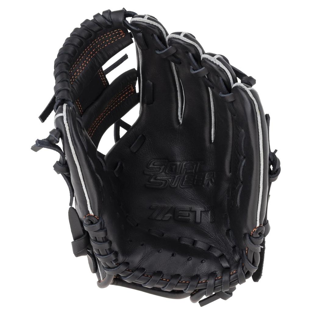 ZETT Youth Baseball Glove Soft Steer All-Round Right-Hand Throw Size SS Black BJG742610 for Kids