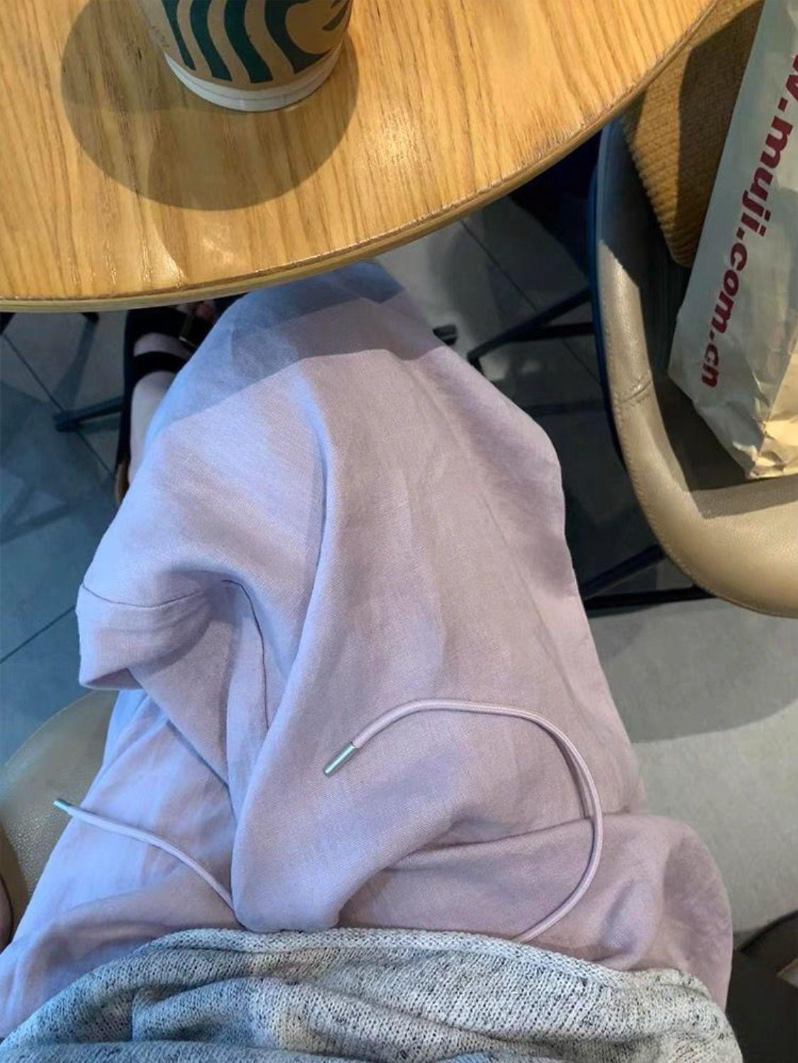 

Wutong Women s Linen Drape Straight-Leg Pants - Summer 2026 S фиолетовый