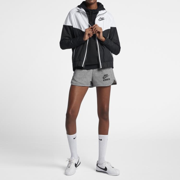 Nike Windrunner Hooded Zip-Up Sport Windbreaker Women Outerwear White Black 883496-011