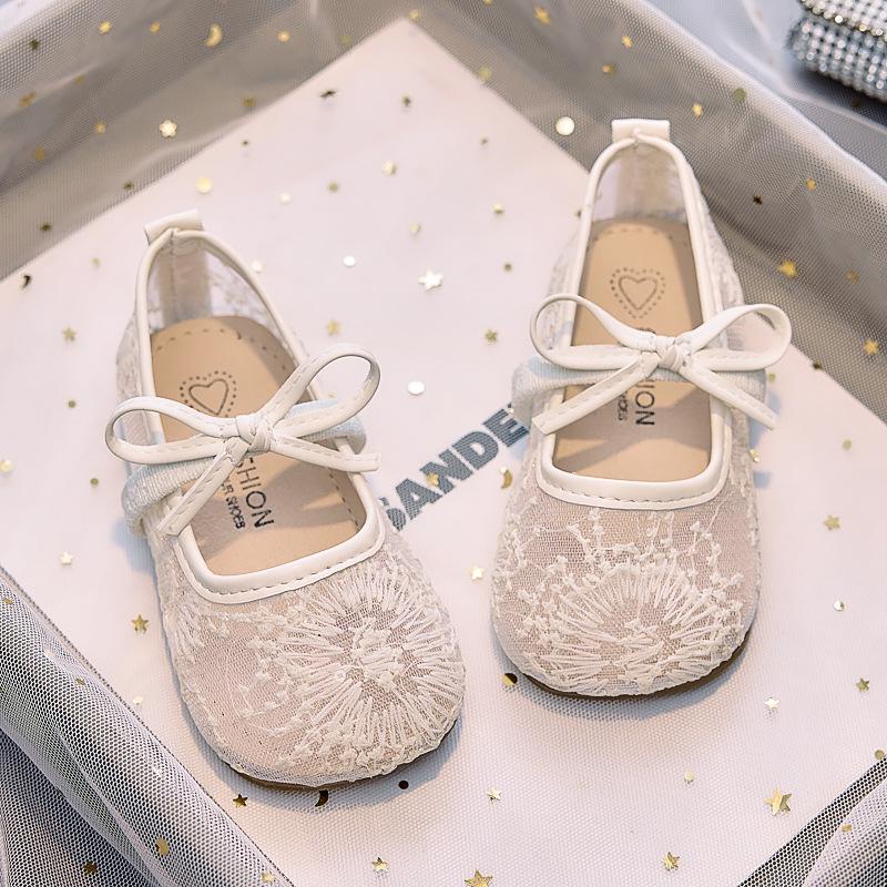 2025 Sommer Mädchen Süße Atmungsaktive Netz-Prinzessin Schuhe mit Feuerwerk Muster & Schleife