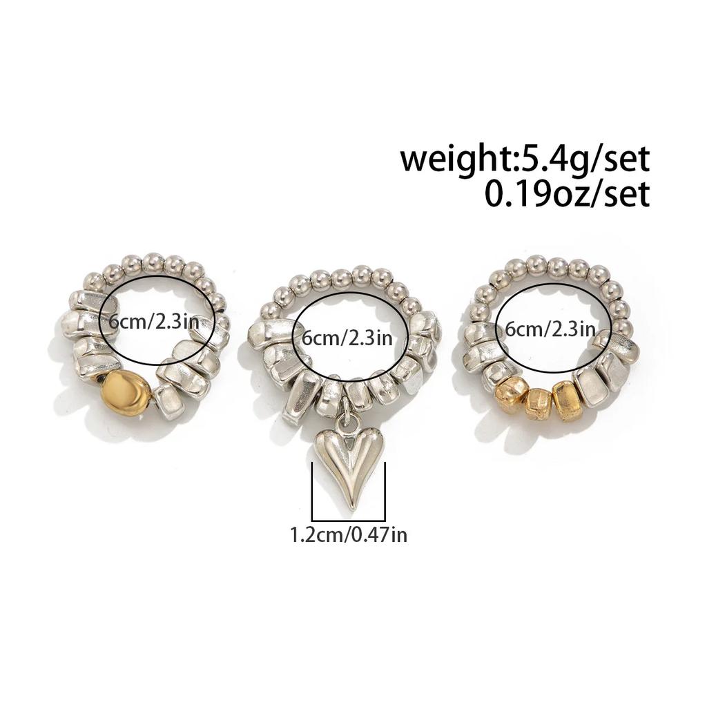 Neue Vintage CCB Perlen Unregelmäßigkeit Einzigartiges Design Herzförmiger Anhänger Ringe Sets für Frau Mode Ringe Schmuck Feiertag