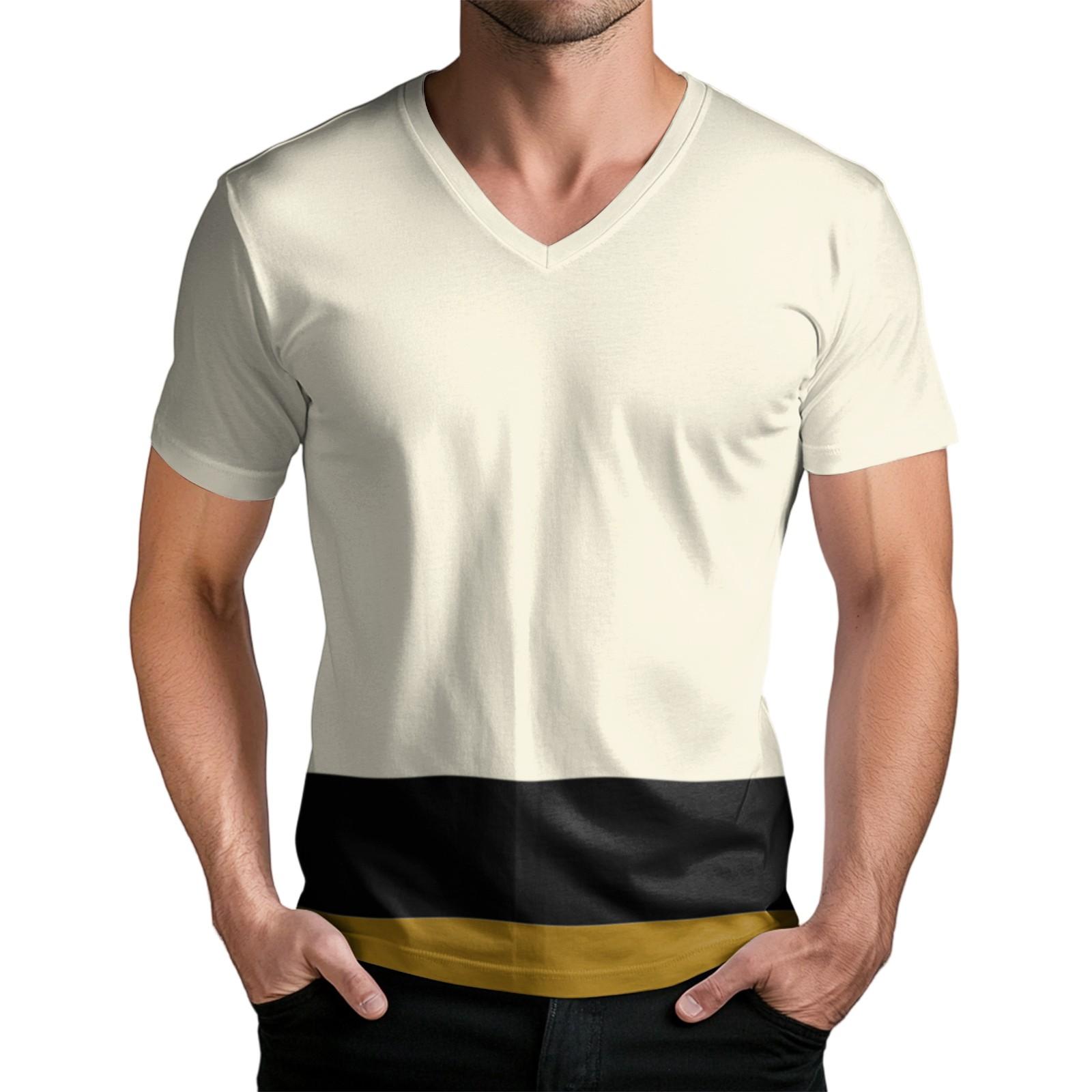 

Мужская модная футболка с коротким рукавом и V-образным вырезом L бежевый