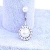 Fashion Faux Pearl Charm Belly Button Bar Barbell Navel Ring Lady Jewelry MIT