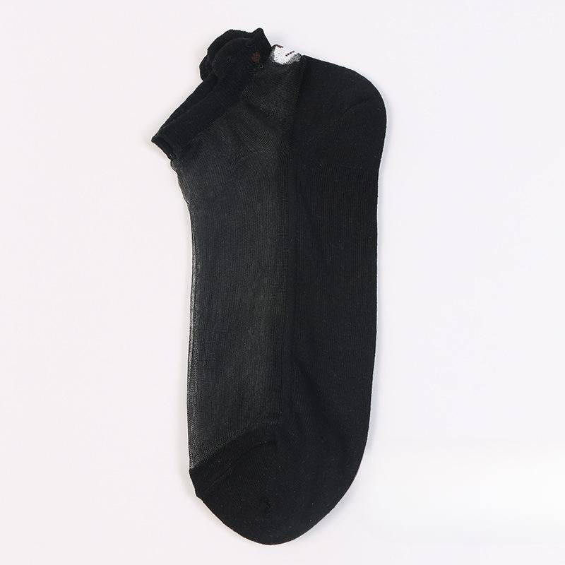 

Женские весенне-летние тонкие прохладные прозрачные милые носки-следки из стекловолокна с мишками 1 pair чёрный