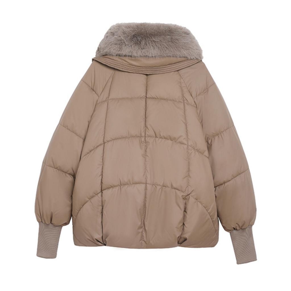 New Women's Short Padded Down Jacket, Korean Style Loose Thick Puffer Bread Coat Winter Outerwear For Petite