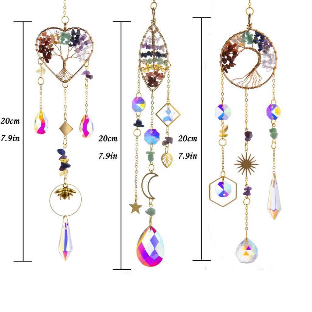 Natural Stone Colorful K9 Crystal Sun Catcher Hanging Pendant Outdoor Garden Home Hanging Decoration Xmas Ornament Gift 2025