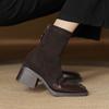 Krazing Pot Flock Winter Square Toe Modern Size 33 Boots Size 43 Zipper Fashion Stretch Ankle Boots