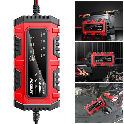 6V 12V 1.5A Car Battery Charger Smart Charger for Car Truck Boat SUV Lead-Acid AGM GEL Batteries