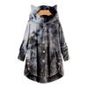 Women Fashion Plush Pocket Winter Tie-dyed Long Sleeve Keep Cat Ears Warm Coat