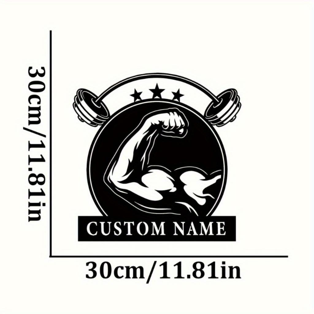 Customizable Metal Surname Sign Black Iron Wall Art Fitness Gift for Home Patio Outdoor Decor