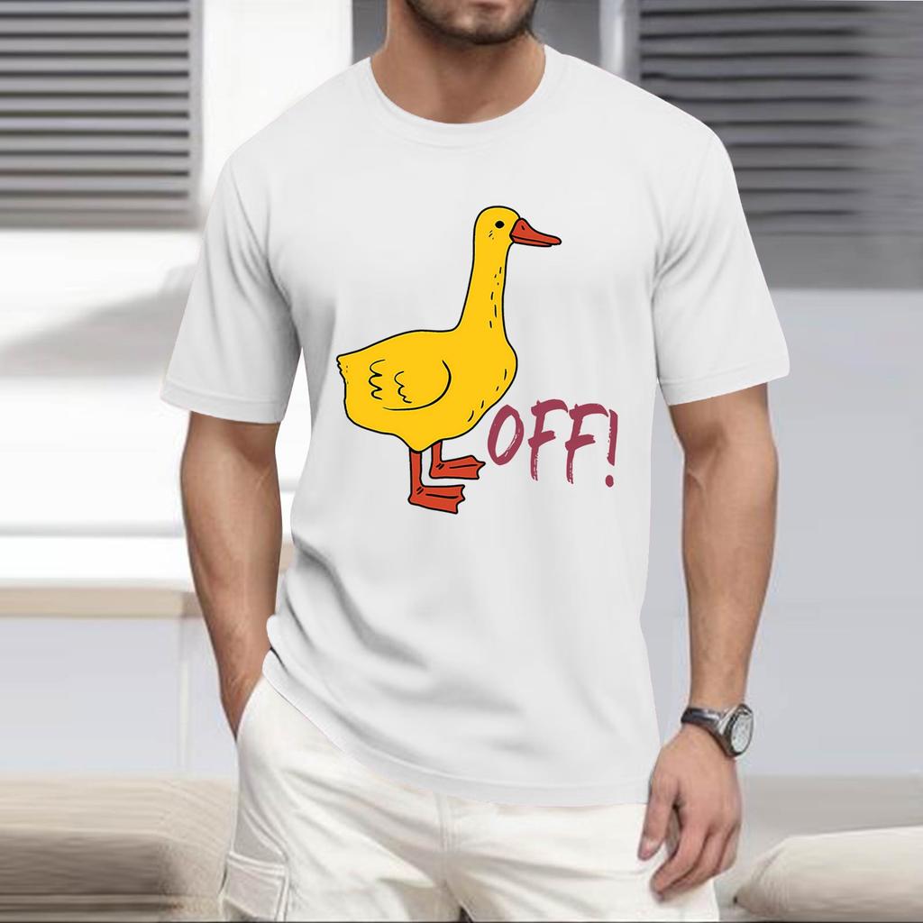 Sommerens populære t-skjorte for menn med trykk, rund hals og korte ermer