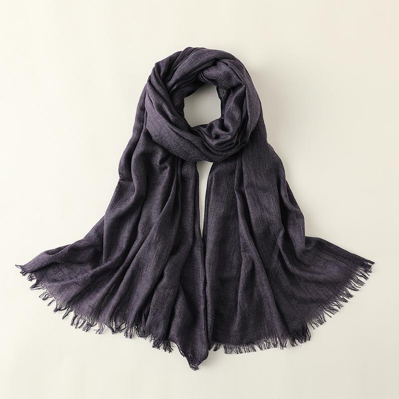 Women's Cotton Linen Artistic Solid Color Silk Scarf, Sun Protection Beach Neck Scarf, Japanese Style Long Gauze Scarf