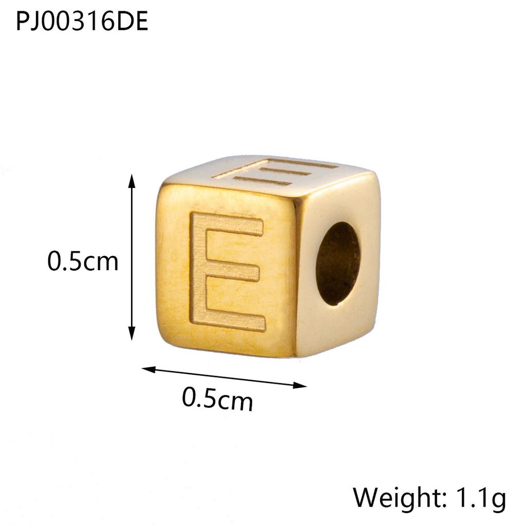 CARLIDANA Stainless Steel Square Charms A-Z Letter Loose Spacer Beads Pendant DIY Bracelet Necklace Jewelry Making Accessories