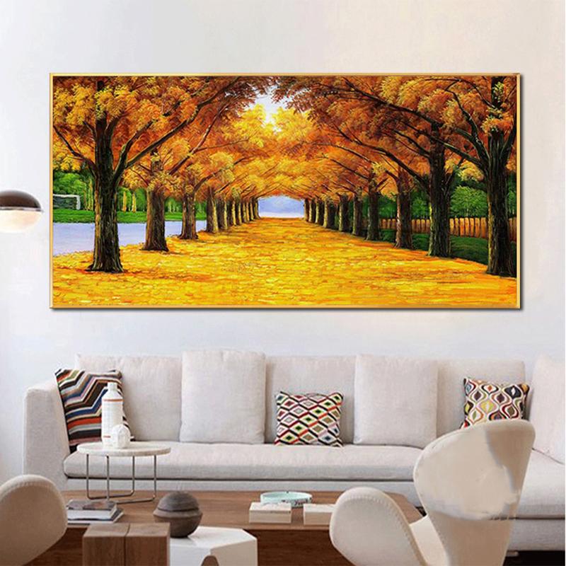RELIABLI Art Wall Art Landscape Poster Golden Tree Pictures Canvas Painting Living Room Decoration Posters And Prints No Frame