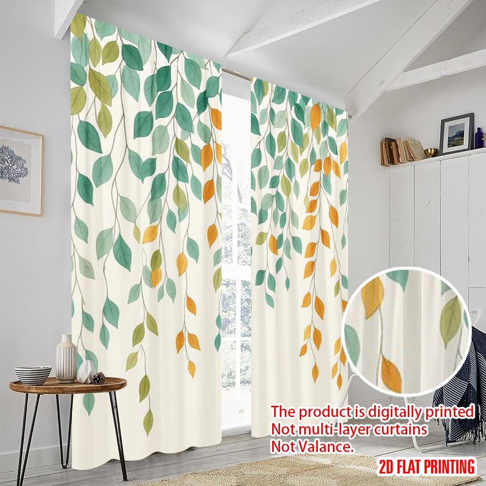 2 Stück, 2D-Flachdruck Druckvorhänge Fallende Blätter Polyester (ohne Stange) Heimdeko Perfekt für Zimmer, Küche, Arbeitszimmer,