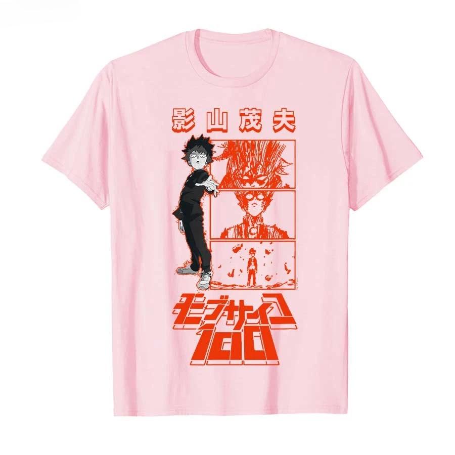 Mob Psycho 100 Red Kanji and Panels Power Up Anime Tshirt for Men Women 100 Cotton T Shirts Short Sleeve Tops