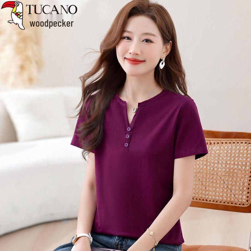 Women s Pure Cotton V-Neck Short Sleeve T-Shirt M