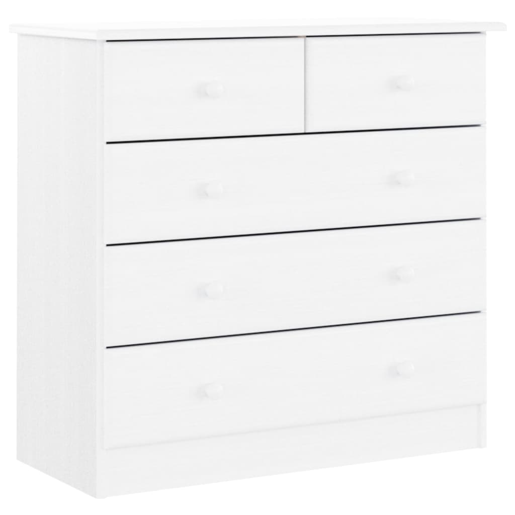ALTA Chest of Drawers White 77 x 35 x 73 cm Solid Pine Wood