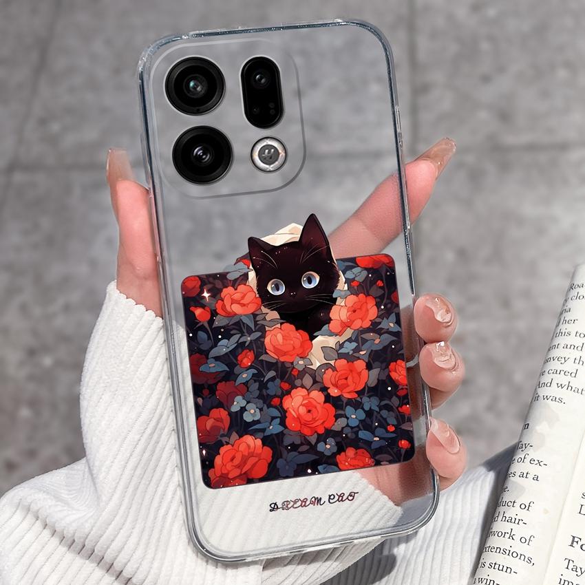 Suitable For Oppo Find X9 X7 X5 Pro X3 X2 Reno11 12 Pro Phone Cover Cute Panda Rabbit Pattern Transparent TPU Dustproof Protective Case For Oppo Shell